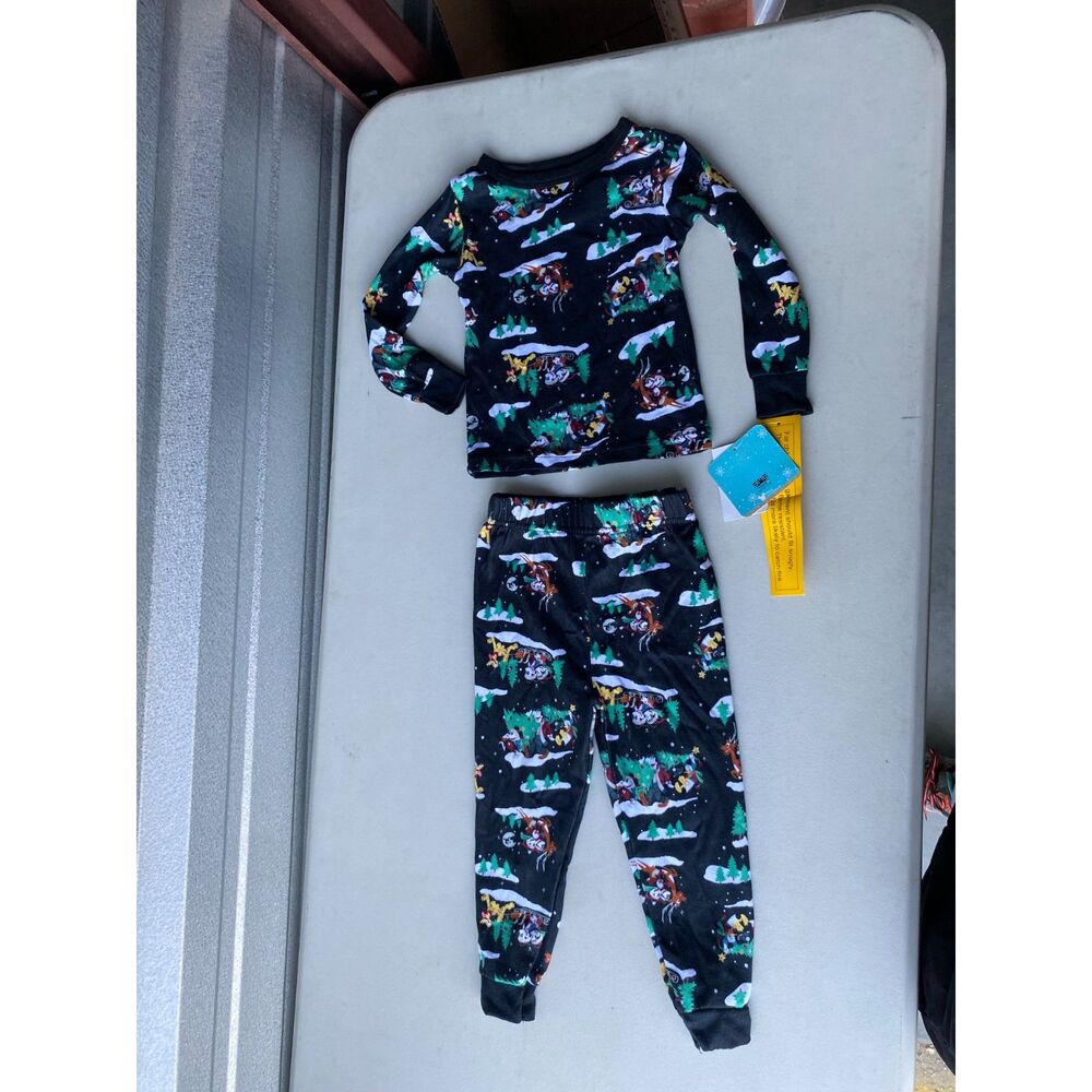 NWT Disney Mickey & Friends Christmas Pajama Set Black 3T